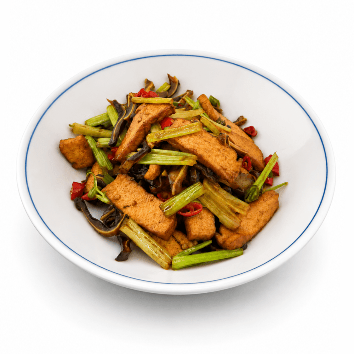 Stir-Fried Smoked Tofu with Pork Ear 香干炒耳尖